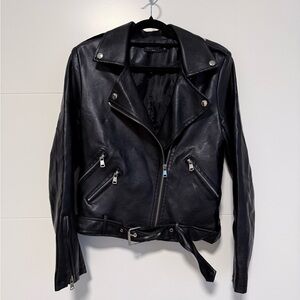 Black Faux Leather Moto Jacket – S